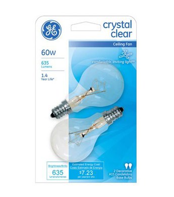 Ge Incandescent Crystal Clear Ceiling Fan Light Bulb Soft White 60 Watt 2 Pk Wilco Farm S - Ceiling Fan Light Bulb Watts