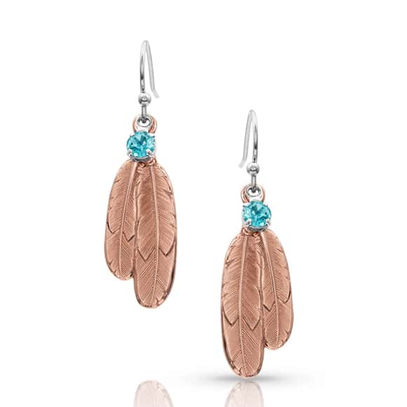 Montana Silversmiths Gift Of Rose Gold Freedom Feather Earrings 