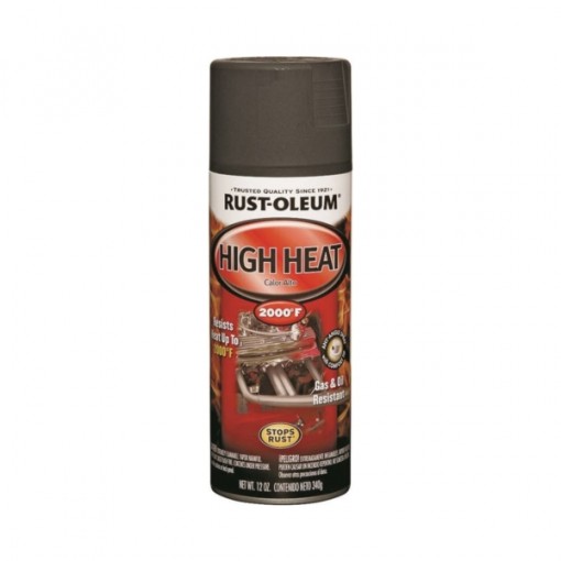 RUST-OLEUM 248903 Specialty Automotive High Heat Spray Paint, Flat, Black, 12 oz Aerosol Can