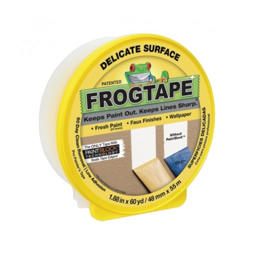 FrogTape 280222 Delicate-Surface Painting Tape, 60 yd L, 1.88 in W, Yellow