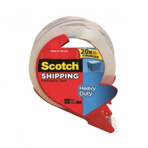 Scotch 3850S-RD Heavy-Duty Packaging Tape, 38.2 yd L, 1.88 in W, 3.1 mil Thick, Hot Melt Adhesive, Clear