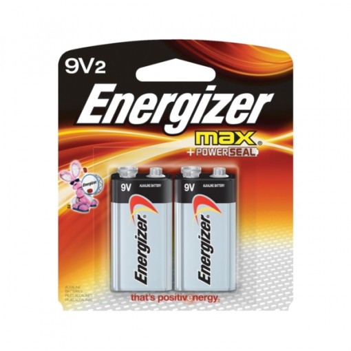 Energizer 522BP-2 Alkaline Battery, 9 V, Zinc, Manganese Dioxide