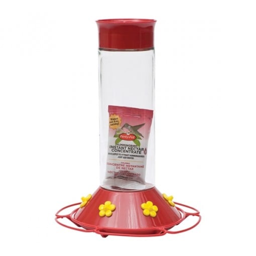 Perky-Pet 209B Hummingbird Feeder, 6 Ports/Ways, Glass/Plastic, Bright Red/Yellow