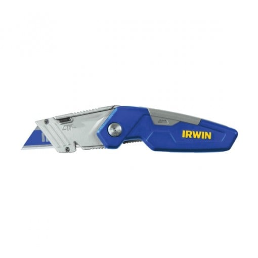 IRWIN 1858319 Utility Knife, 2-1/2 in L Blade, 3-Blade, Straight Blue Handle