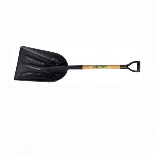 UnionTools 1681500 Snow Scoop, Polyethylene Blade, Wood Handle, 46 in OAL