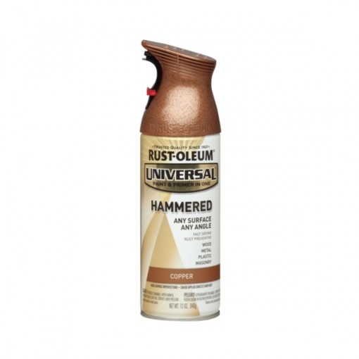 RUST-OLEUM UNIVERSAL 247567 Spray Paint, Hammered, Copper, 12 oz Can