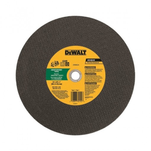 DeWALT DW8024 Cutting Wheel, Silicone Carbide, 14 in Dia