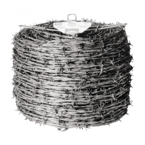 Red Brand 70481 Barbed Wire, 12-1/2 ga, 1320 ft L, 4-Barbed Point, Galvanized Steel