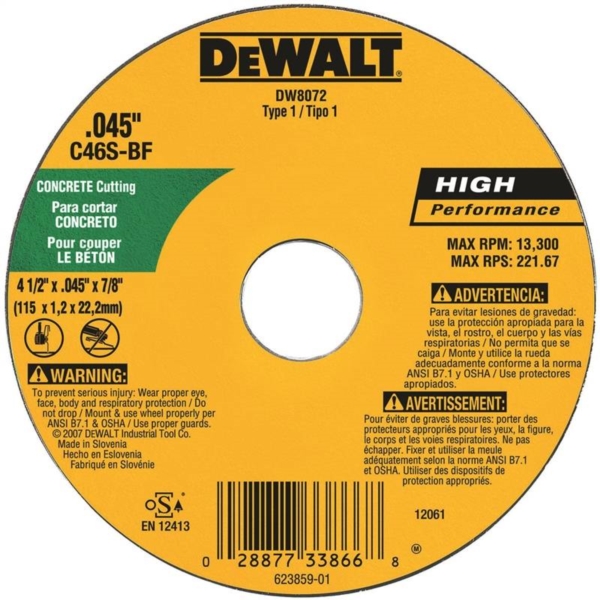 DeWALT DW8072 Cutting Wheel, Medium, Silicone Carbide, 41/2 in Dia