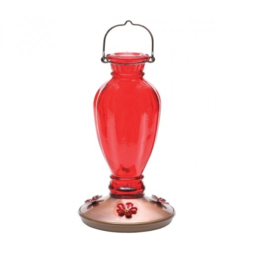 Perky-Pet 8133-2 Hummingbird Feeder, Daisy Vase Vintage, 4 Ports/Ways, Glass, Red