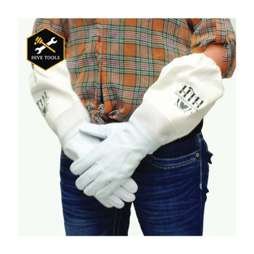HARVEST LANE HONEY CLOTHGL-103 Beekeeping Gloves, L, Goatskin Leather/Poly Cotton