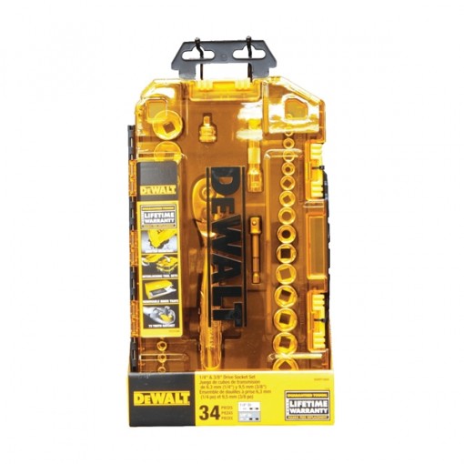 DeWALT DWMT73804 Socket Set, Polished Chrome Vanadium, 34-Piece