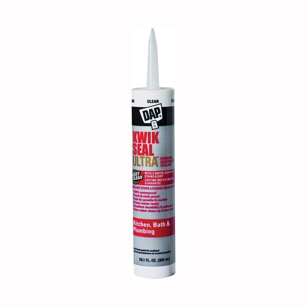 DAP KWIK SEAL ULTRA 18898 Siliconized Sealant, Clear, 10.1 oz Cartridge