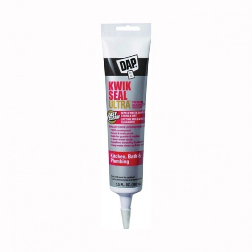 DAP KWIK SEAL ULTRA 18914 Siliconized Sealant, White, 5.5 oz Tube