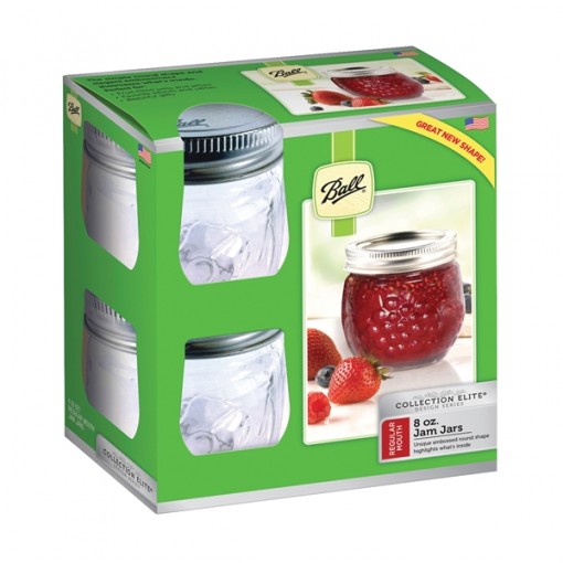 Ball Collection Elite Series 1440081210 Regular Mouth Jam Jar, 8 oz Capacity, Glass