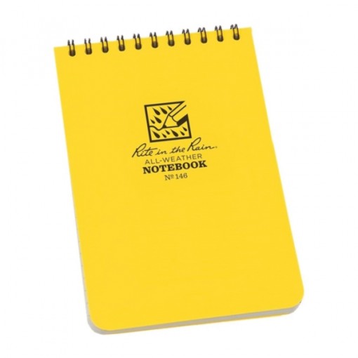 Rite in the Rain 146 Pocket Notebook, 4 x 6 in Sheet, 50-Sheet, Top Spiral Binding, Yellow Cover