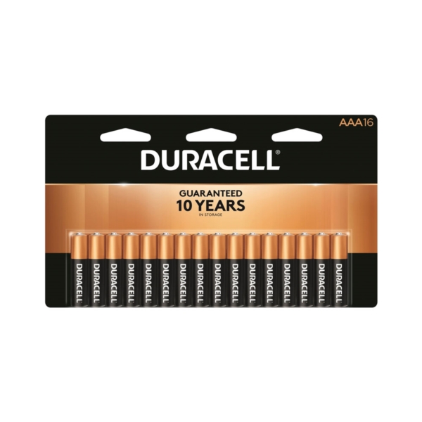 DURACELL MN2400B16 Alkaline Battery, AAA, Manganese Dioxide, 1.5 V