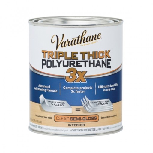 VARATHANE 284472 Polyurethane Paint, Clear, Semi-Gloss, 1 qt Can