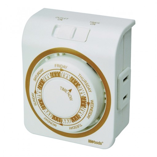 Woods 50003 Pre-programmed Mechanical Timer, 15 A, 125 V, 7 Day Time Setting, White