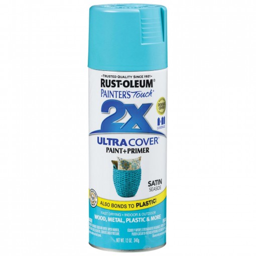 RUST-OLEUM PAINTER'S Touch 2X ULTRA COVER 315395 Spray Paint, 12 oz Aerosol Can, Satin, Seaside