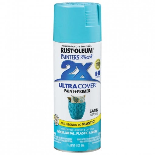 RUST-OLEUM PAINTER'S Touch 2X ULTRA COVER 315395 Spray Paint, 12 oz Aerosol Can, Satin, Seaside