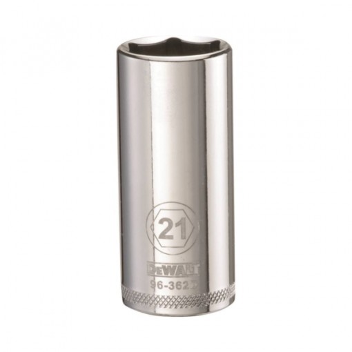 DeWALT DWMT96362OSP Drive Socket, Metric Measuring, 3/8 in Drive, 6-Point, 21 mm Socket, Vanadium Steel