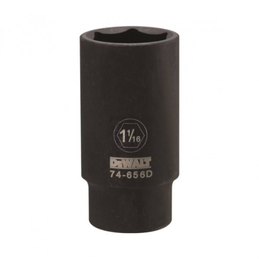 DeWALT DWMT74656OSP Impact Socket, 1/2 in Drive, 1-1/16 in Socket, 6-Point, Black Oxide