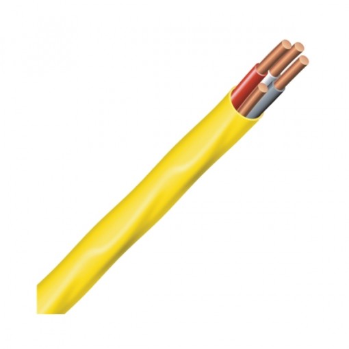 Southwire 12/3NM-WGX250 Type NM-B Sheathed Cable, 12 AWG, 250 ft L, Yellow Nylon Sheath