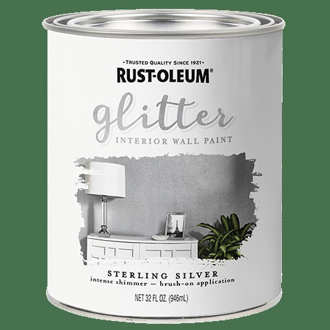Rust Oleum Specialty 323858 Glitter Wall Paint Flat Matte Sterling Silver 1 Qt