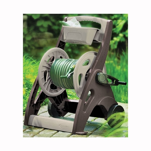 Suncast 225 ft. Swivel Hideaway Hose Reel with Hose Guide and Crank Handle, Mocha/Taupe, Brown