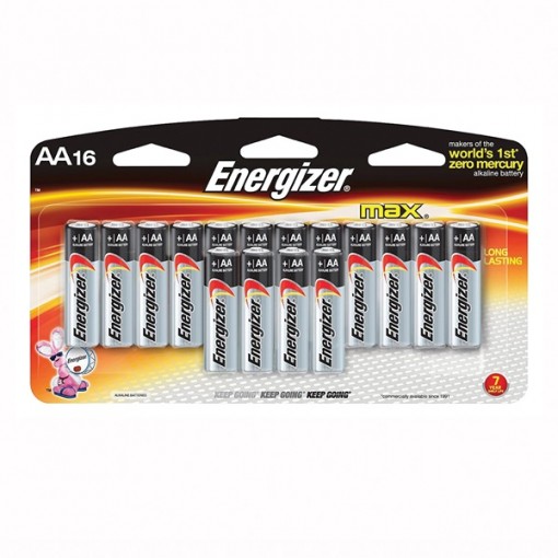 Energizer E91 Series E91LP-16 Alkaline Battery, AA, Zinc, Manganese Dioxide, 1.5 V