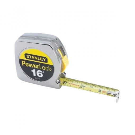 STANLEY 33-116 Measuring Tape, 16 ft L x 3/4 in W Blade, Steel Blade, Chrome