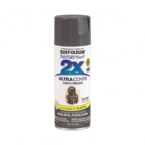 RUST-OLEUM PAINTER'S Touch 249115 General-Purpose Gloss Spray Paint, Gloss, Dark Gray, 12 oz Aerosol Can