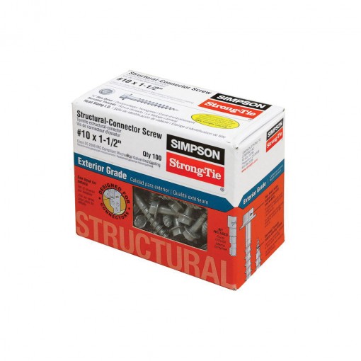 Simpson Strong-Tie Strong-Drive SD10112R100 Connector Screw, #10 Thread, Serrated, 1/4 in Drive, Sharp Point