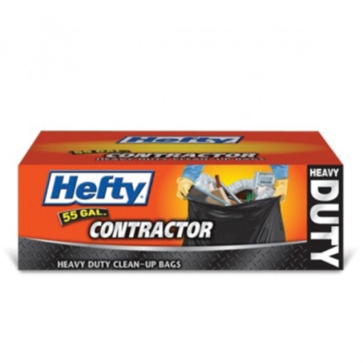 Hefty E2-5520 Contractor Bag, 55 gal Capacity, Gray