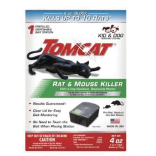 Tomcat 0370510 Disposable Rat and Mouse Killer, 4 oz Bait Capacity, Plastic, Black/Clear