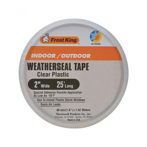 Frost King T94H Weatherseal Tape, 25 ft L, 2 in W, Plastic, Clear