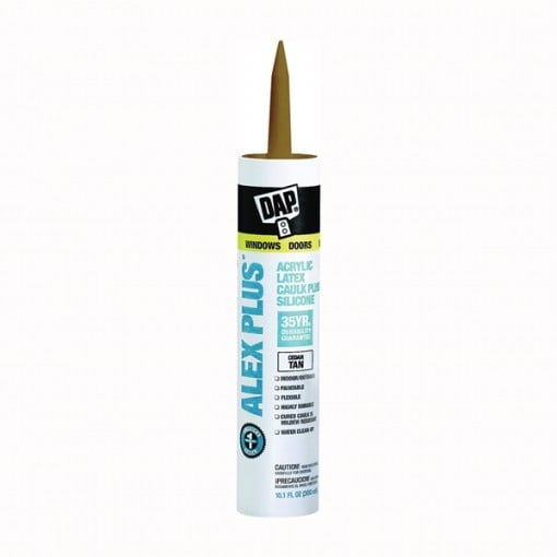 DAP ALEX PLUS 18122 Acrylic Latex Caulk with Silicone, Cedar Tan, 10.1 fl-oz Cartridge