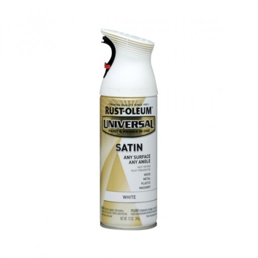 RUST-OLEUM UNIVERSAL 245210 All-Surface Satin Spray Paint, Satin, White, 12 oz Aerosol Can