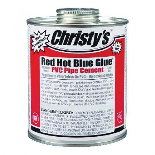 Christy's Red Hot Blue Glue RH-RHBV-QP-48 Solvent Cement, Blue, 0.25 pt Can