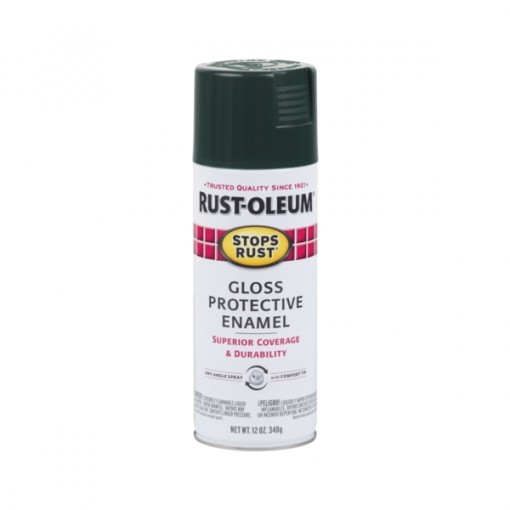 RUST-OLEUM STOPS RUST 7733830 Fast Dry Protective Enamel Spray Paint, Gloss, Dark Hunter Green, 12 oz Can