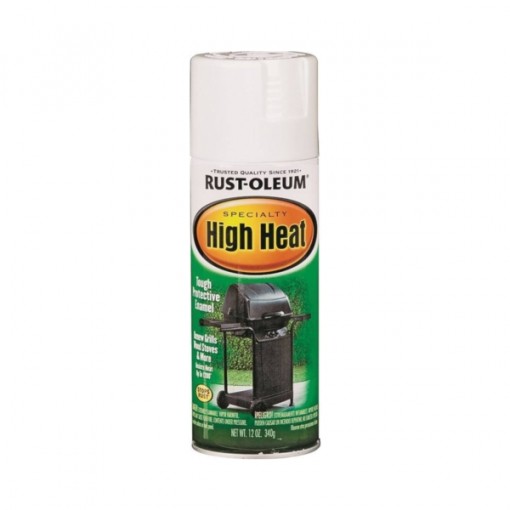 RUST-OLEUM 7751830 Specialty High Heat Spray Paint, Satin, White, 12 oz Aerosol Can