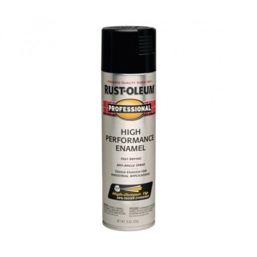 RUST-OLEUM 7579838 Professional High Performance Enamel Spray Paint, Gloss, Black, 15 oz Aerosol Can
