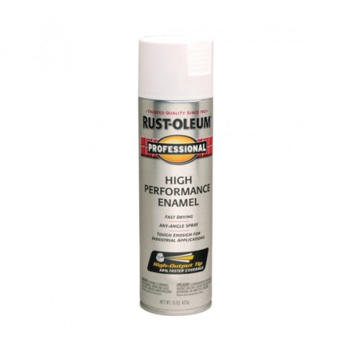 RUST-OLEUM 7590838 Professional High Performance Enamel Spray Paint, Flat, White, 15 oz Aerosol Can