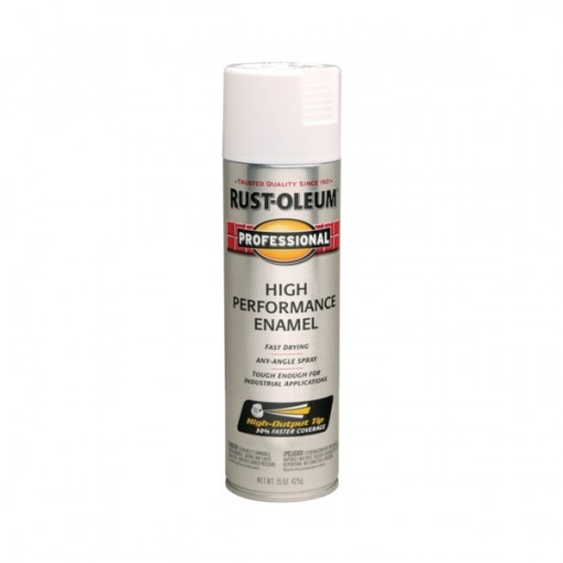 RUSTOLEUM 7592838 Professional High Performance Enamel Spray Paint, Gloss, White, 15 oz Aerosol