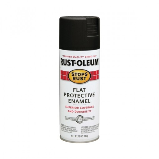 RUST-OLEUM STOPS RUST 7776830 Fast Dry Protective Enamel Spray Paint, Flat, Black, 12 oz Can
