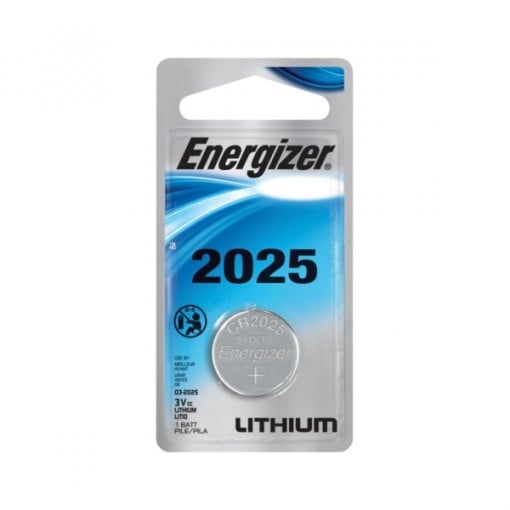 Energizer ECR2025BP Coin Cell Battery, CR2025 Battery, Lithium, Manganese Dioxide, 3 V Battery