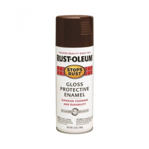 RUST-OLEUM STOPS RUST 7775830 Fast Dry Protective Enamel Spray Paint, Gloss, Leather Brown, 12 oz Can