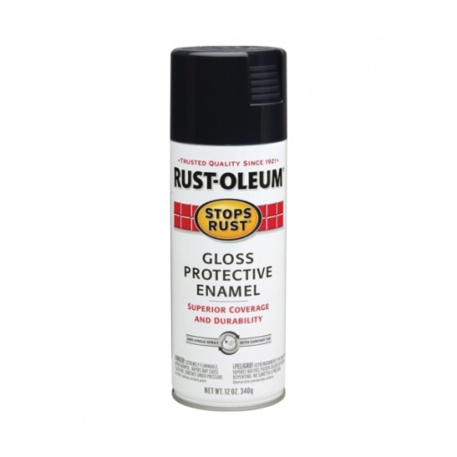 RUST-OLEUM STOPS RUST 7779830 Fast Dry Protective Enamel Spray Paint, Gloss, Black, 12 oz Can