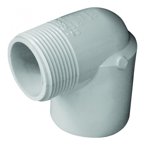 GENOVA 300 Series 32814 Street Pipe Elbow, 1-1/4 in Slip, 1-1/4 in MIP, 90 deg, White